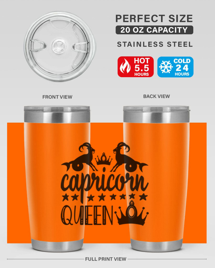 Capricorn Queen 195# Tumbler in stainless steel with a stylish design, perfect for hot and cold beverages.