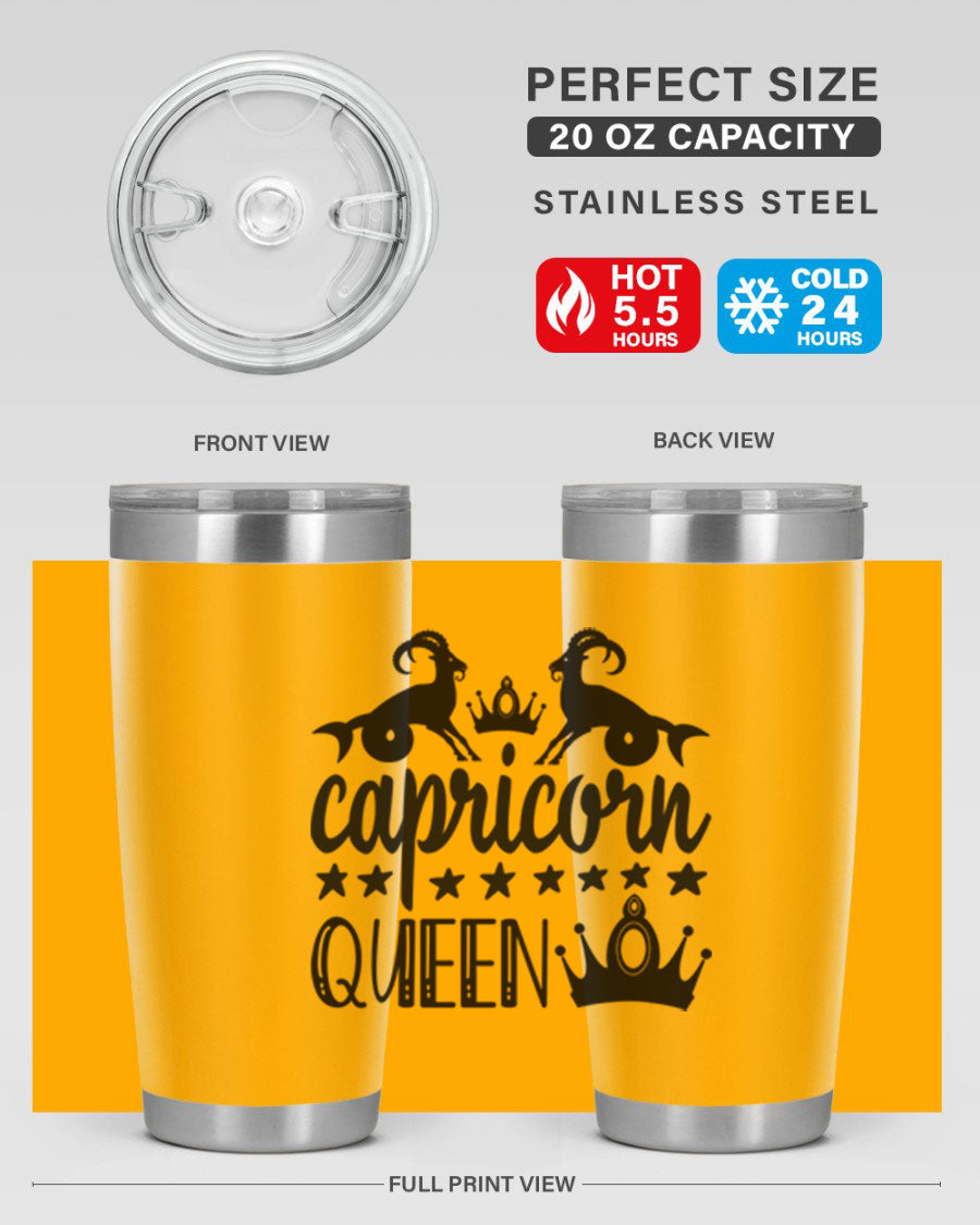 Capricorn Queen 195# Tumbler in stainless steel with a stylish design, perfect for hot and cold beverages.