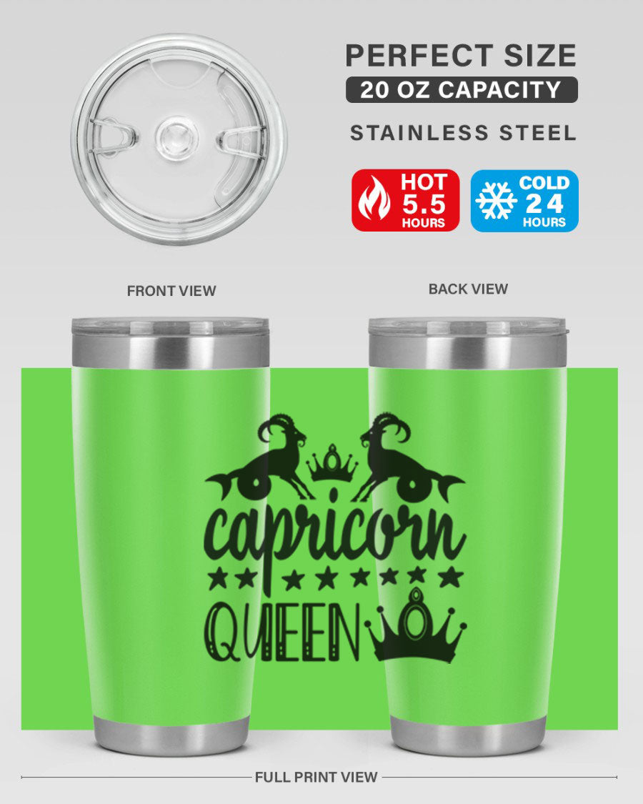 Capricorn Queen 195# Tumbler in stainless steel with a stylish design, perfect for hot and cold beverages.
