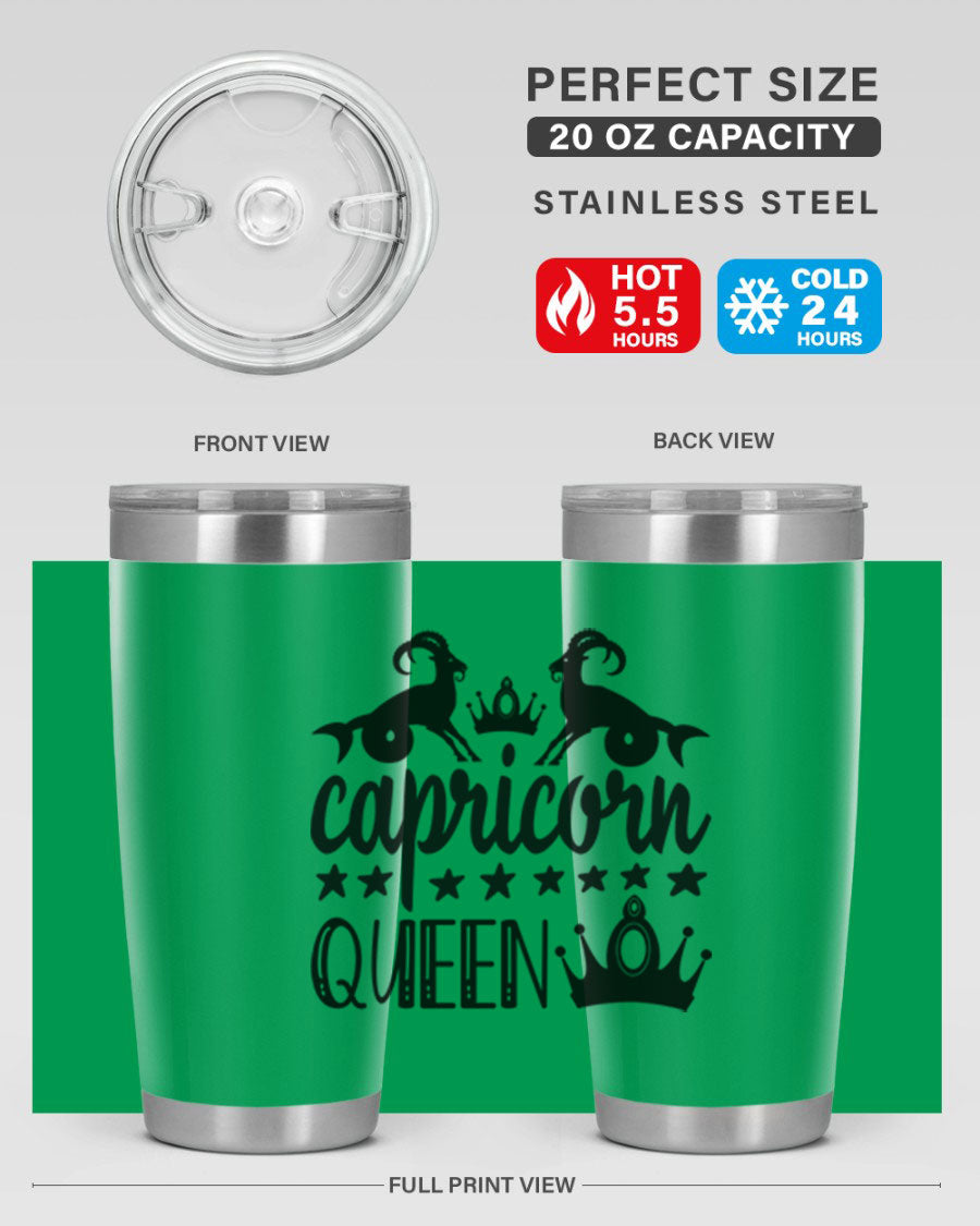Capricorn Queen 195# Tumbler in stainless steel with a stylish design, perfect for hot and cold beverages.