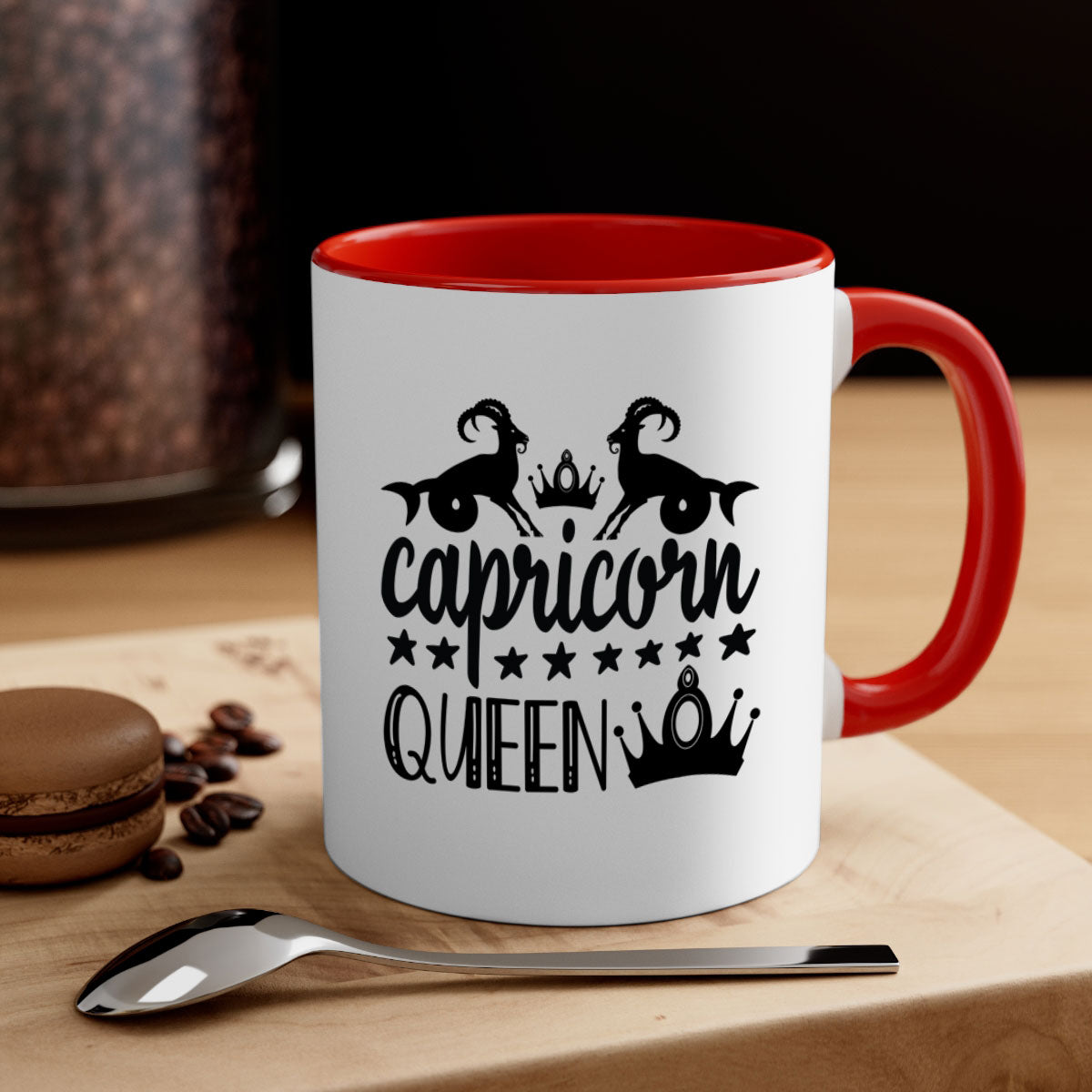 Capricorn queen 195# Mug featuring a two-tone design with a colored handle and interior, available in five colors, perfect for coffee and tea.