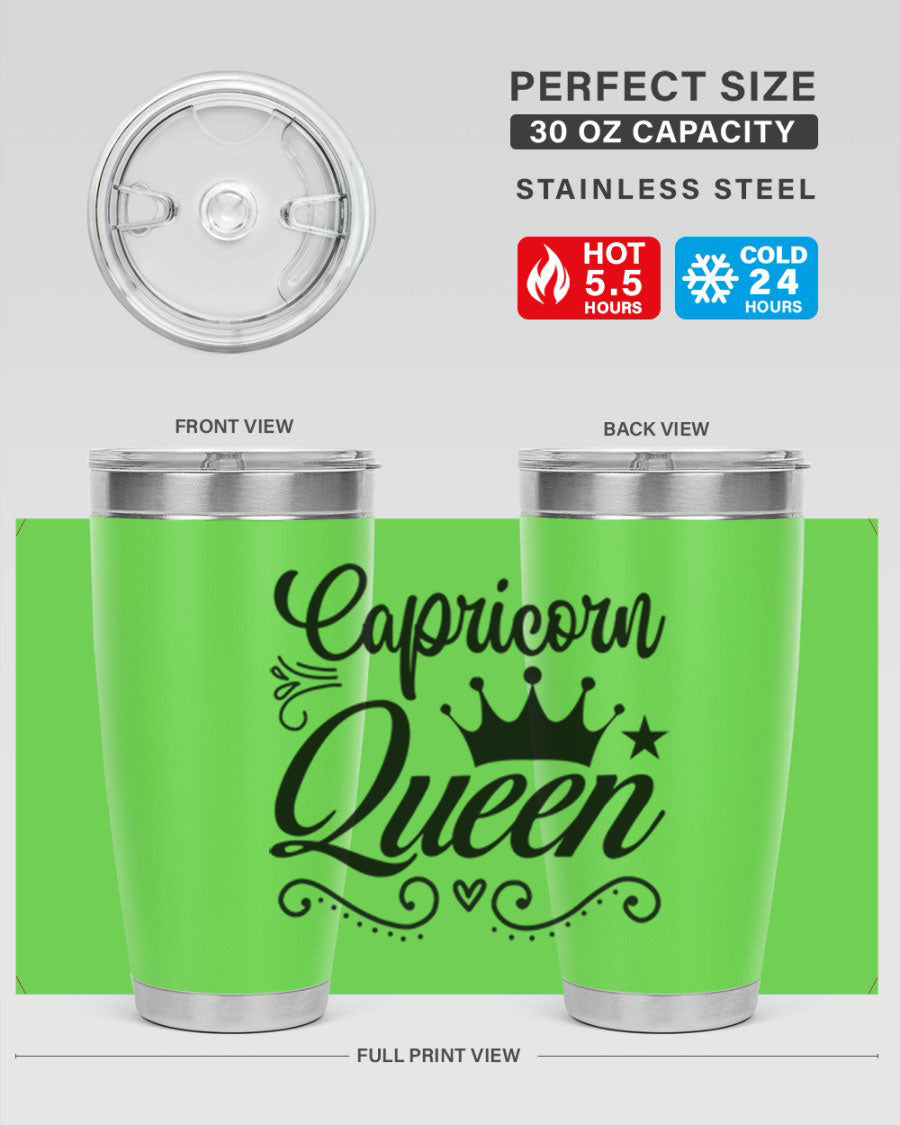 Capricorn Queen 196# Tumbler featuring a sleek stainless steel design with zodiac-themed print, perfect for hot and cold beverages.