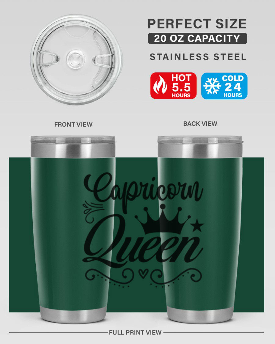 Capricorn Queen 196# Tumbler featuring a sleek stainless steel design with zodiac-themed print, perfect for hot and cold beverages.