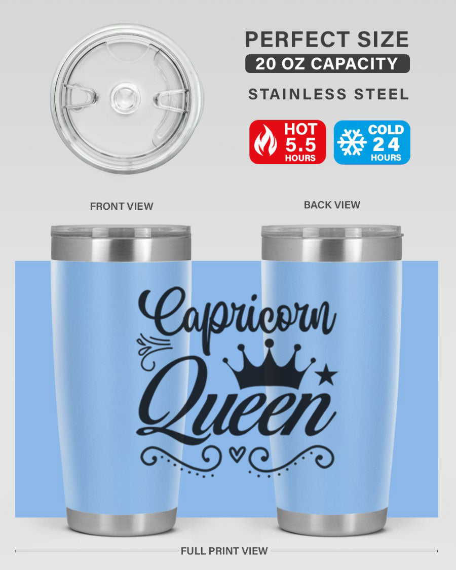 Capricorn Queen 196# Tumbler featuring a sleek stainless steel design with zodiac-themed print, perfect for hot and cold beverages.