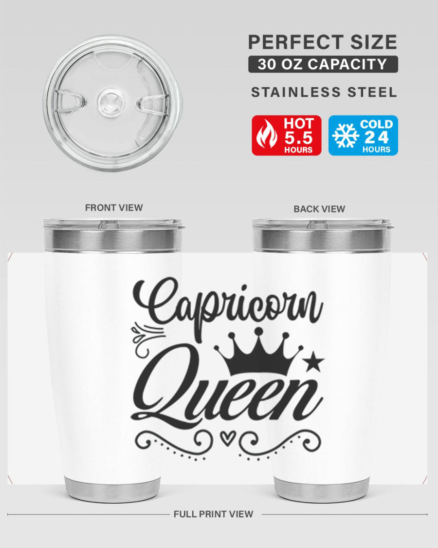 Capricorn Queen 196# Tumbler featuring a sleek stainless steel design with zodiac-themed print, perfect for hot and cold beverages.