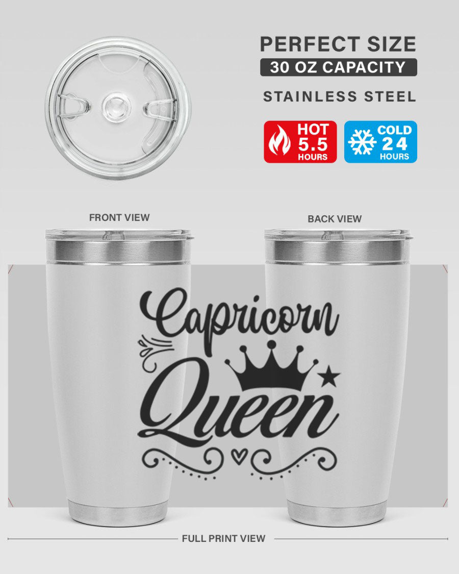 Capricorn Queen 196# Tumbler featuring a sleek stainless steel design with zodiac-themed print, perfect for hot and cold beverages.