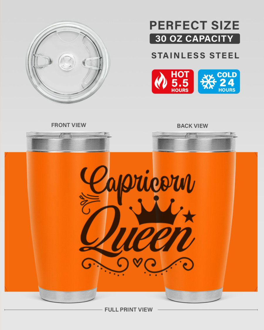 Capricorn Queen 196# Tumbler featuring a sleek stainless steel design with zodiac-themed print, perfect for hot and cold beverages.