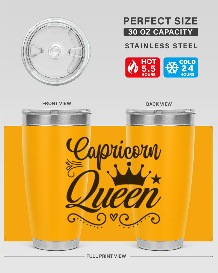 Capricorn Queen 196# Tumbler featuring a sleek stainless steel design with zodiac-themed print, perfect for hot and cold beverages.
