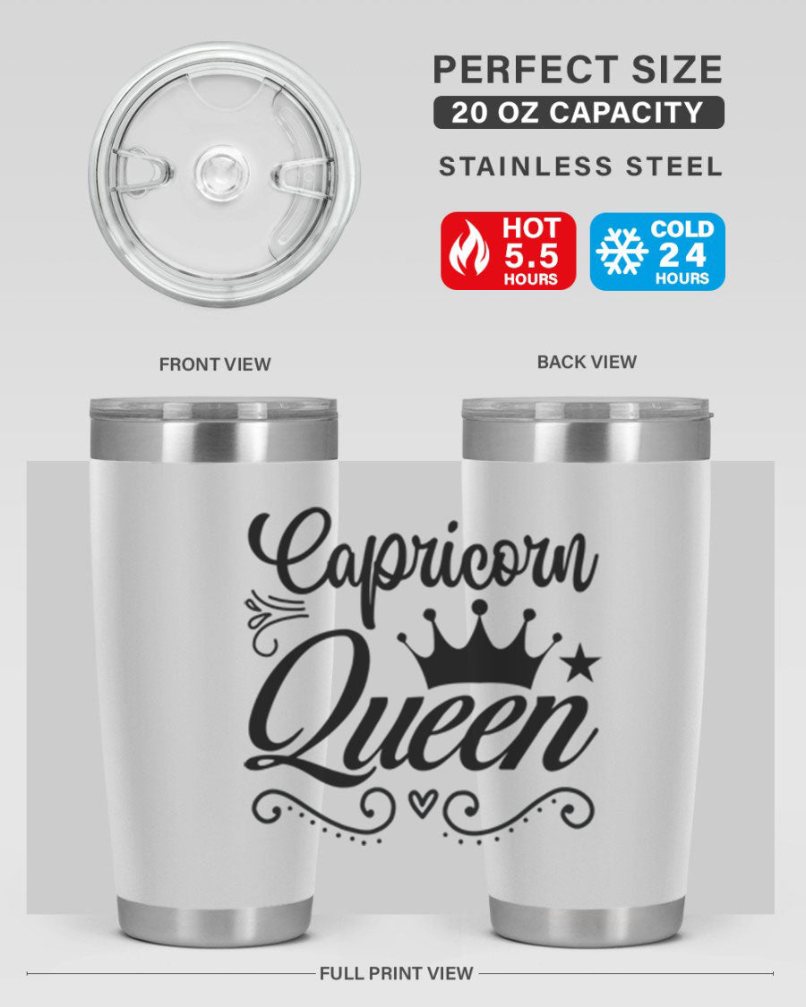 Capricorn Queen 196# Tumbler featuring a sleek stainless steel design with zodiac-themed print, perfect for hot and cold beverages.