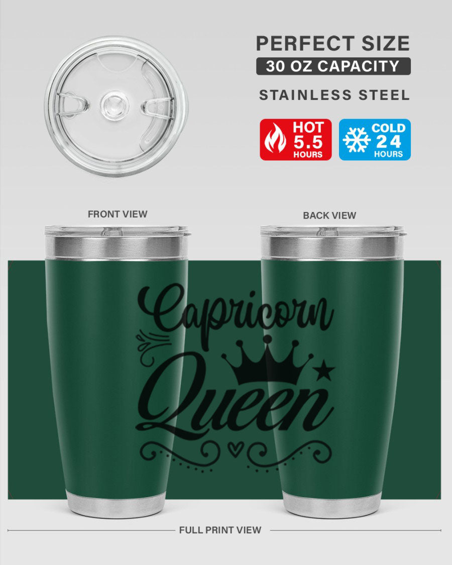 Capricorn Queen 196# Tumbler featuring a sleek stainless steel design with zodiac-themed print, perfect for hot and cold beverages.