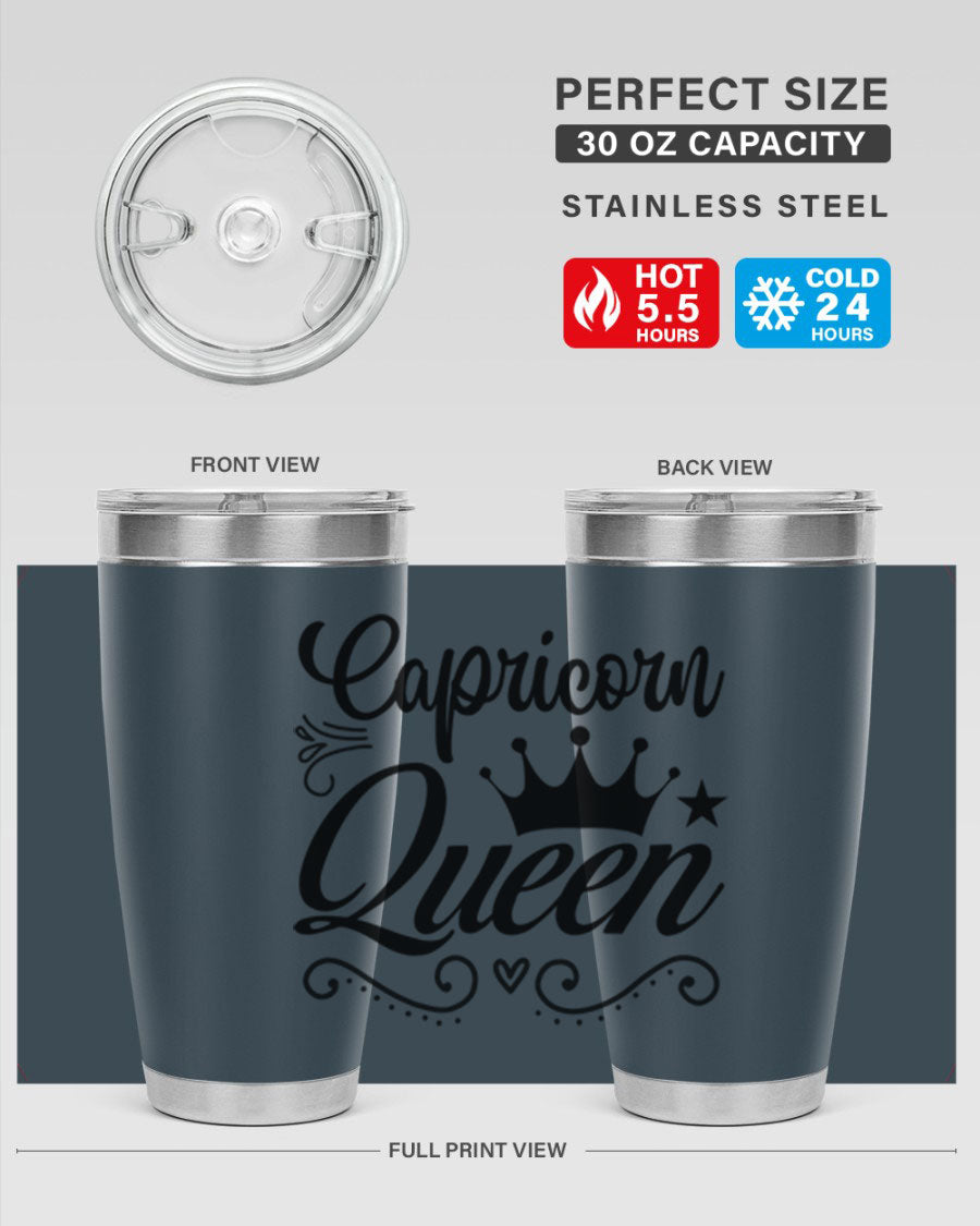 Capricorn Queen 196# Tumbler featuring a sleek stainless steel design with zodiac-themed print, perfect for hot and cold beverages.