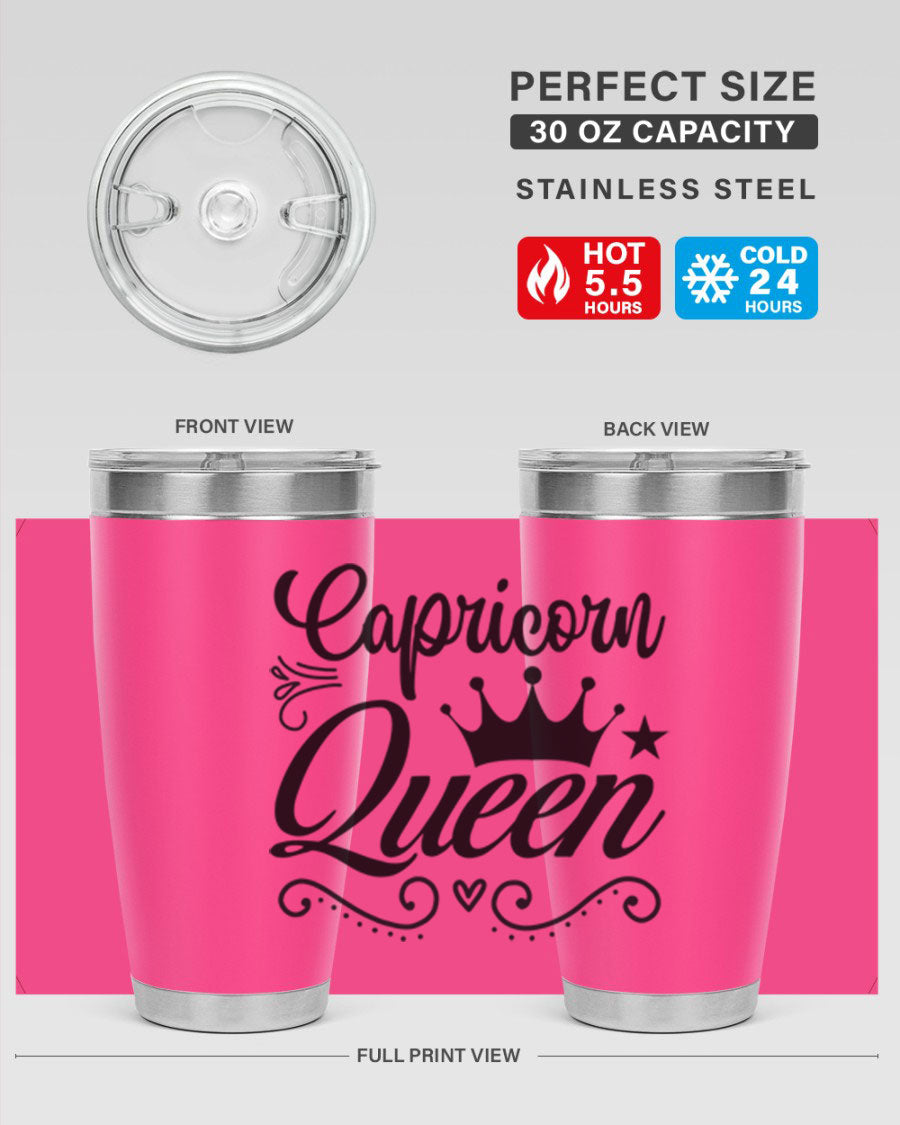 Capricorn Queen 196# Tumbler featuring a sleek stainless steel design with zodiac-themed print, perfect for hot and cold beverages.