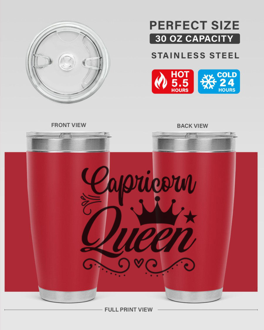 Capricorn Queen 196# Tumbler featuring a sleek stainless steel design with zodiac-themed print, perfect for hot and cold beverages.