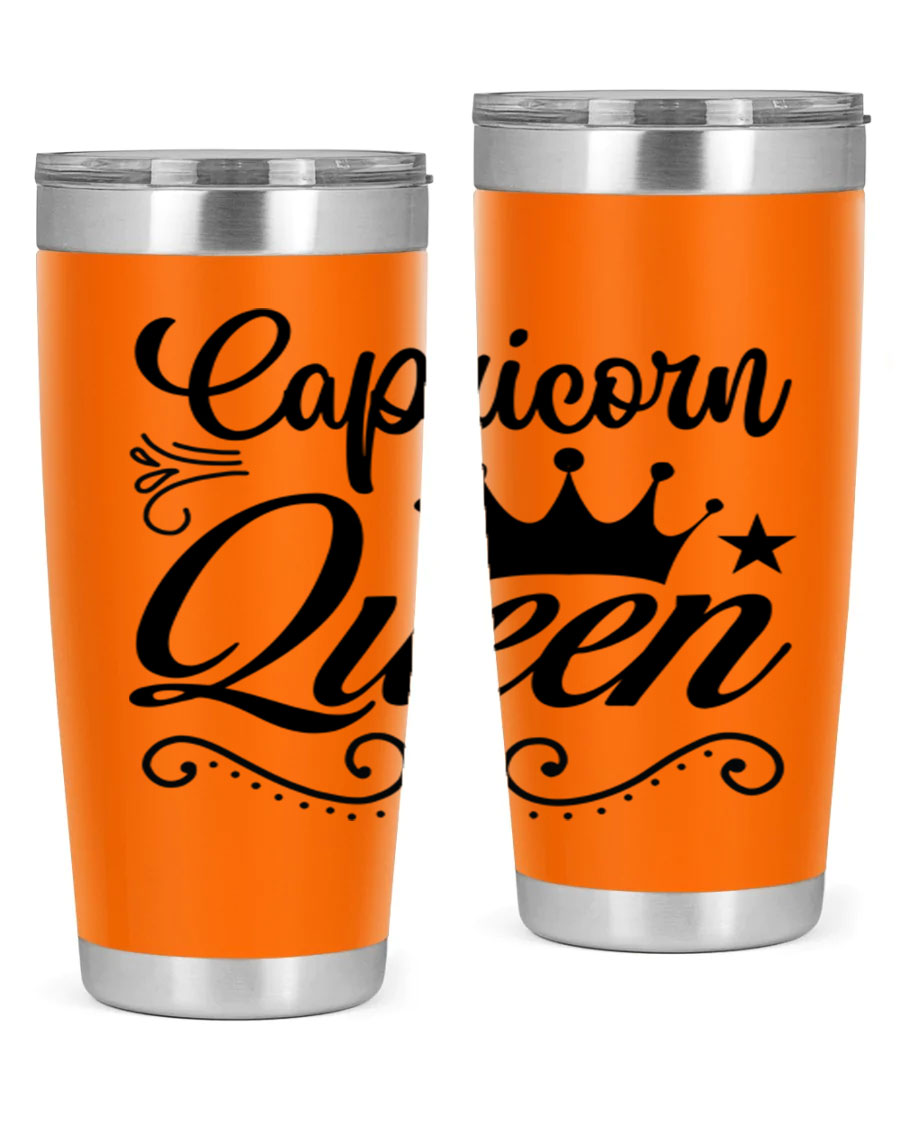 Capricorn Queen 196# Tumbler featuring a sleek stainless steel design with zodiac-themed print, perfect for hot and cold beverages.