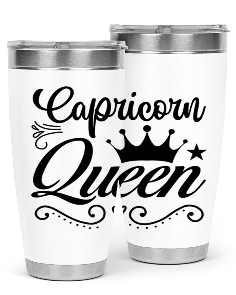 Capricorn Queen 196# Tumbler featuring a sleek stainless steel design with zodiac-themed print, perfect for hot and cold beverages.