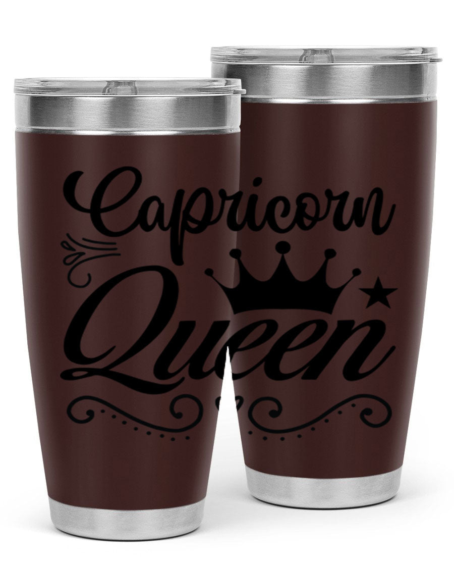 Capricorn Queen 196# Tumbler featuring a sleek stainless steel design with zodiac-themed print, perfect for hot and cold beverages.