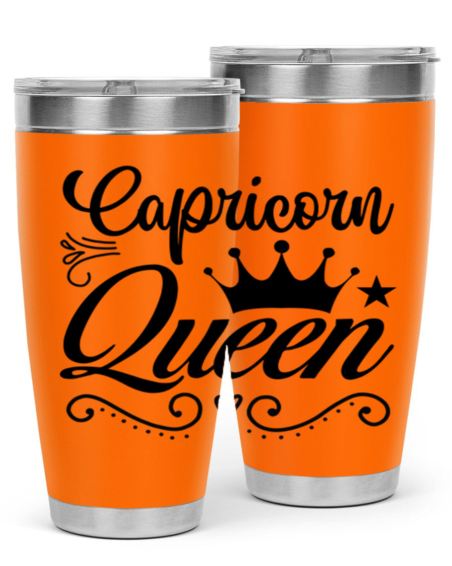 Capricorn Queen 196# Tumbler featuring a sleek stainless steel design with zodiac-themed print, perfect for hot and cold beverages.