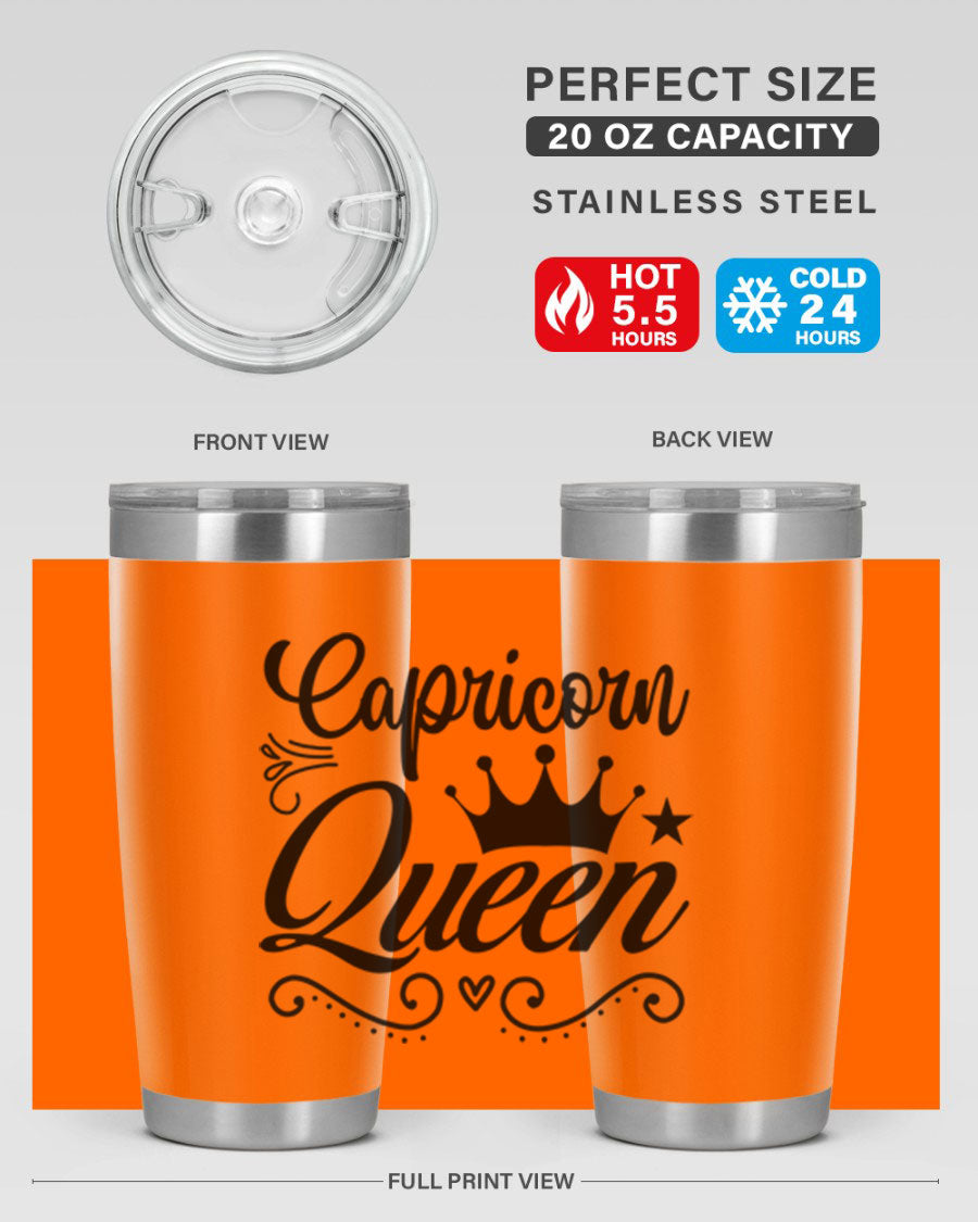 Capricorn Queen 196# Tumbler featuring a sleek stainless steel design with zodiac-themed print, perfect for hot and cold beverages.