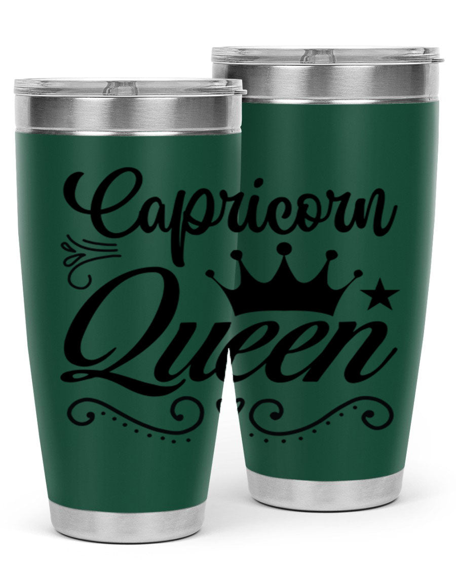 Capricorn Queen 196# Tumbler featuring a sleek stainless steel design with zodiac-themed print, perfect for hot and cold beverages.