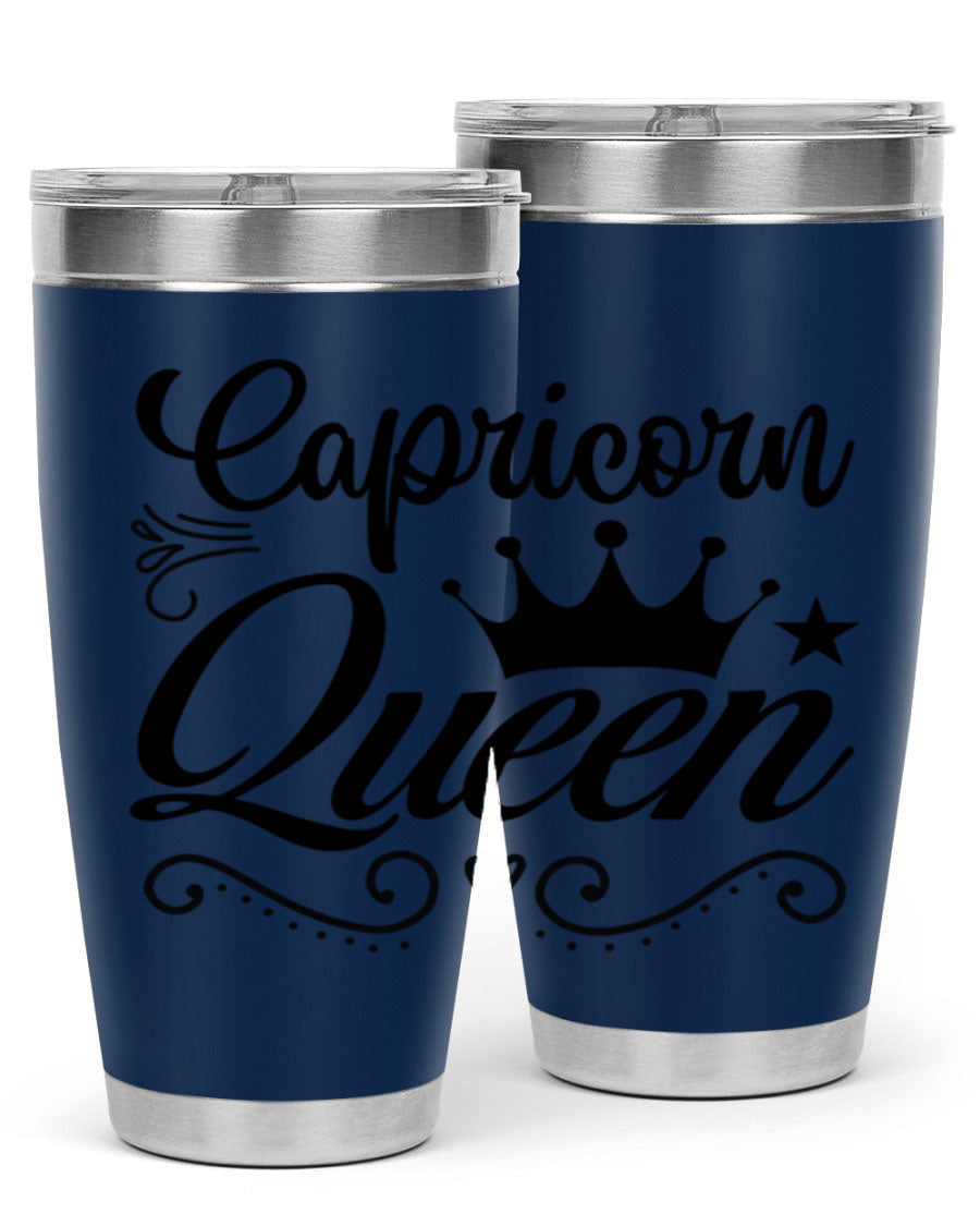 Capricorn Queen 196# Tumbler featuring a sleek stainless steel design with zodiac-themed print, perfect for hot and cold beverages.