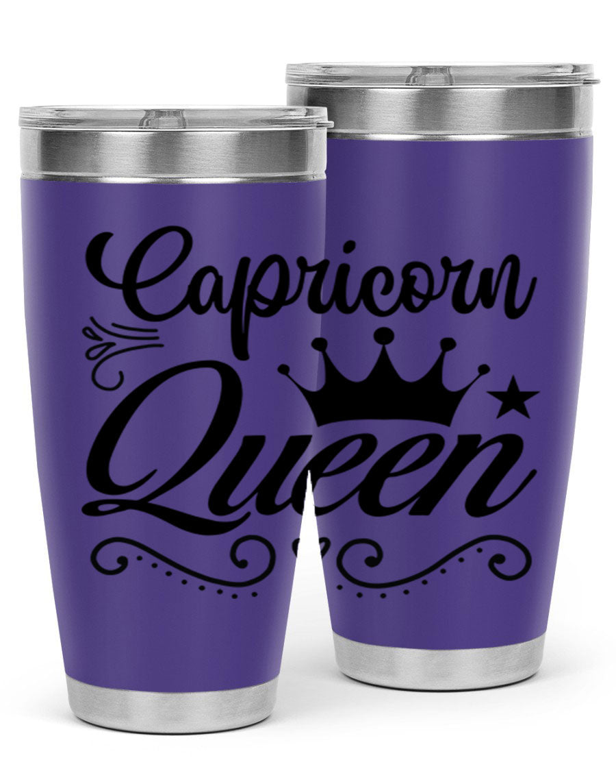 Capricorn Queen 196# Tumbler featuring a sleek stainless steel design with zodiac-themed print, perfect for hot and cold beverages.