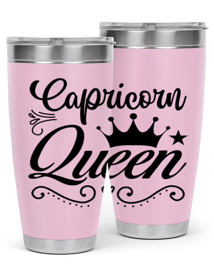 Capricorn Queen 196# Tumbler featuring a sleek stainless steel design with zodiac-themed print, perfect for hot and cold beverages.