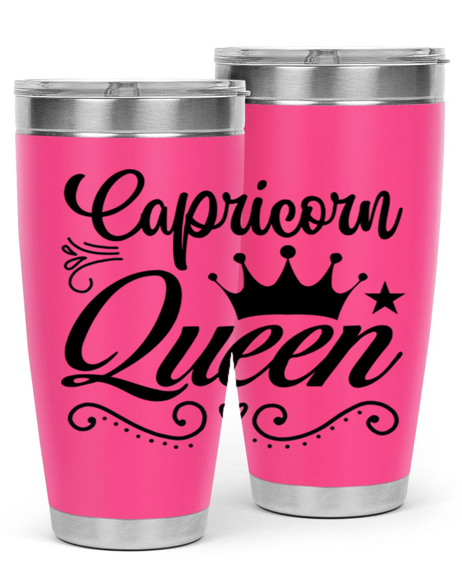 Capricorn Queen 196# Tumbler featuring a sleek stainless steel design with zodiac-themed print, perfect for hot and cold beverages.