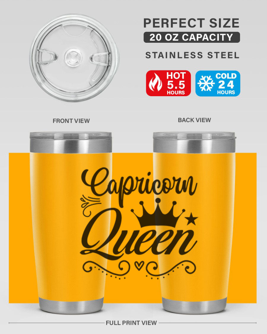 Capricorn Queen 196# Tumbler featuring a sleek stainless steel design with zodiac-themed print, perfect for hot and cold beverages.