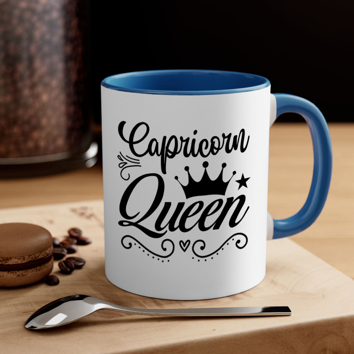 Capricorn queen 196# Mug with a glossy finish, featuring a colored handle and interior, available in five colors.