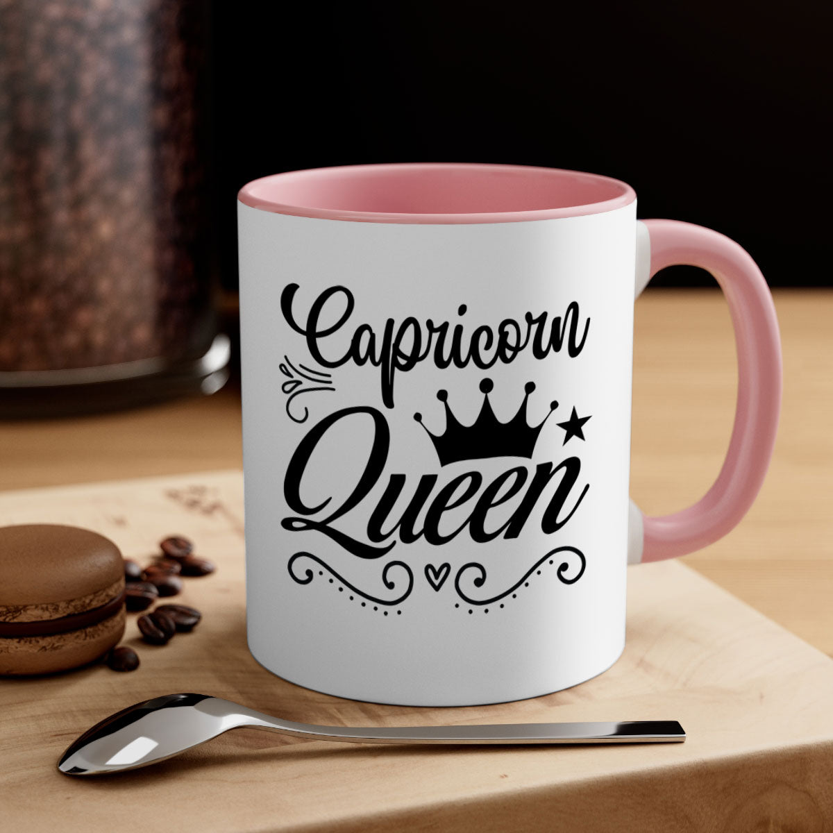 Capricorn queen 196# Mug with a glossy finish, featuring a colored handle and interior, available in five colors.