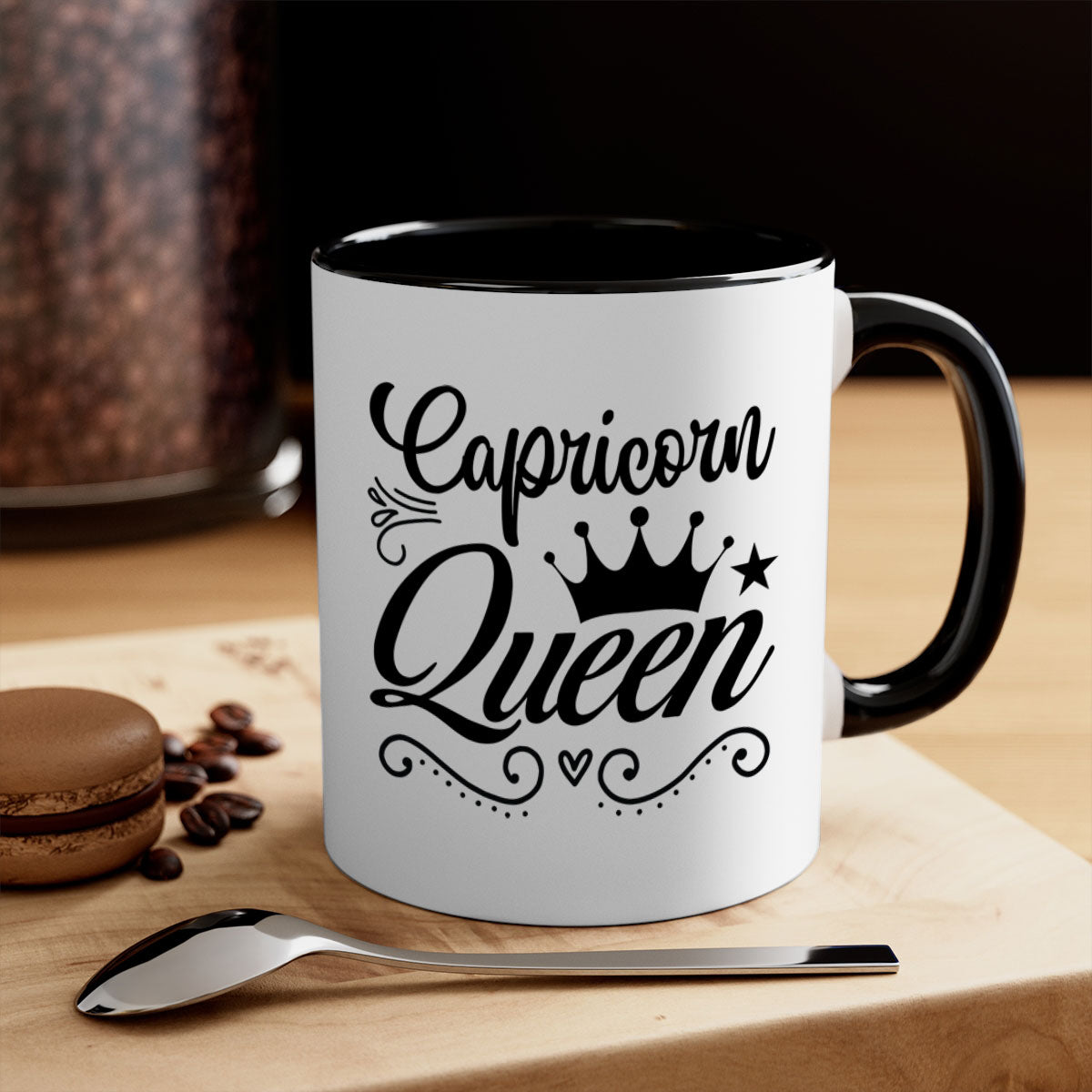 Capricorn queen 196# Mug with a glossy finish, featuring a colored handle and interior, available in five colors.