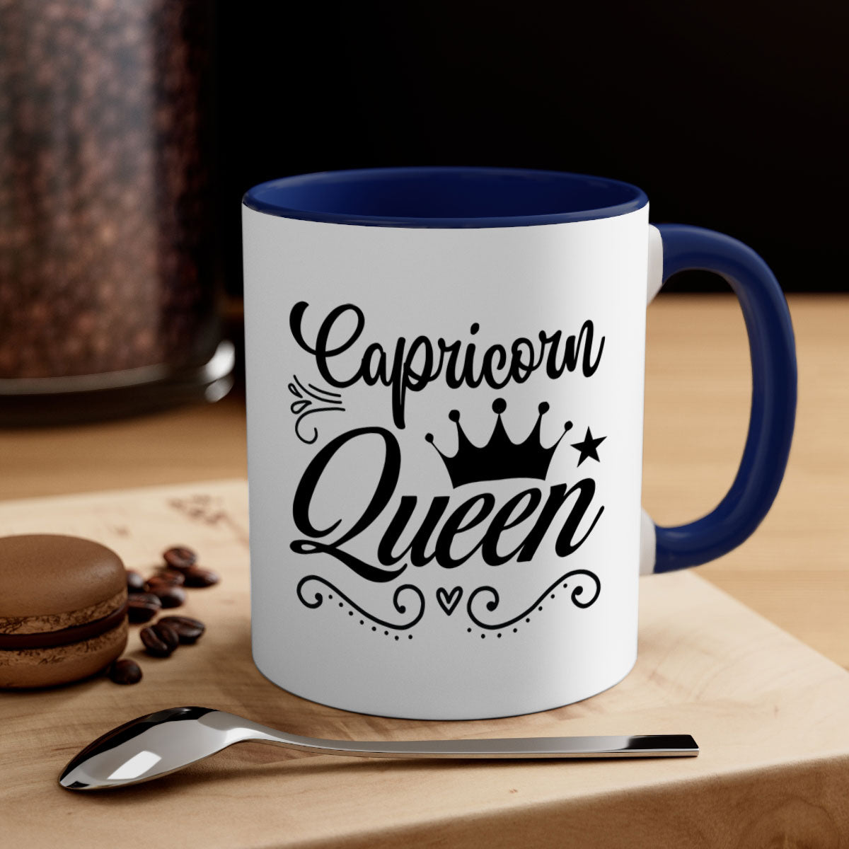 Capricorn queen 196# Mug with a glossy finish, featuring a colored handle and interior, available in five colors.