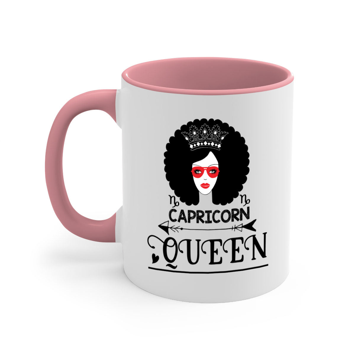 Capricorn queen 197# Mug featuring a glossy finish, colored handle, and interior, available in five colors.