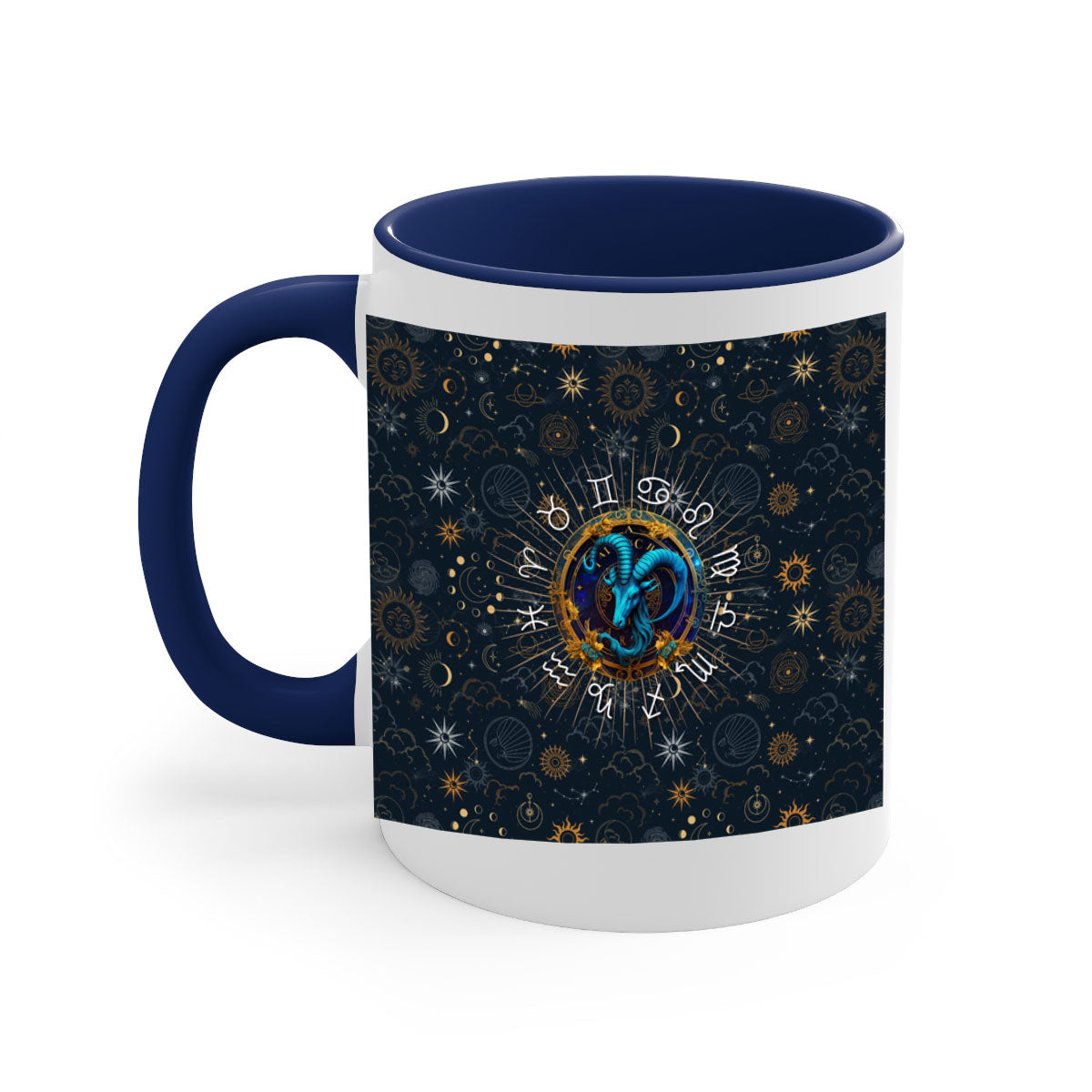 Capricorn Straight 184# Mug with two-tone design and glossy finish, featuring a colored handle and interior.