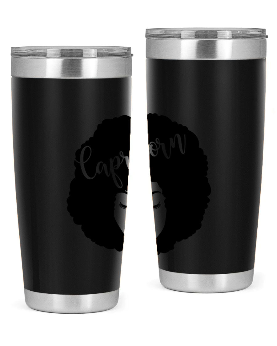 Capricorn52# 20oz Tumbler in stainless steel with a drink-thru lid, showcasing its sleek design and vibrant print.