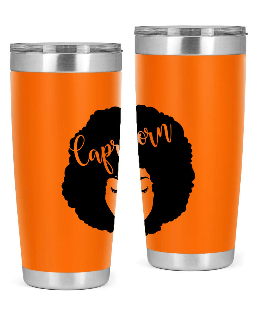Capricorn52# 20oz Tumbler in stainless steel with a drink-thru lid, showcasing its sleek design and vibrant print.