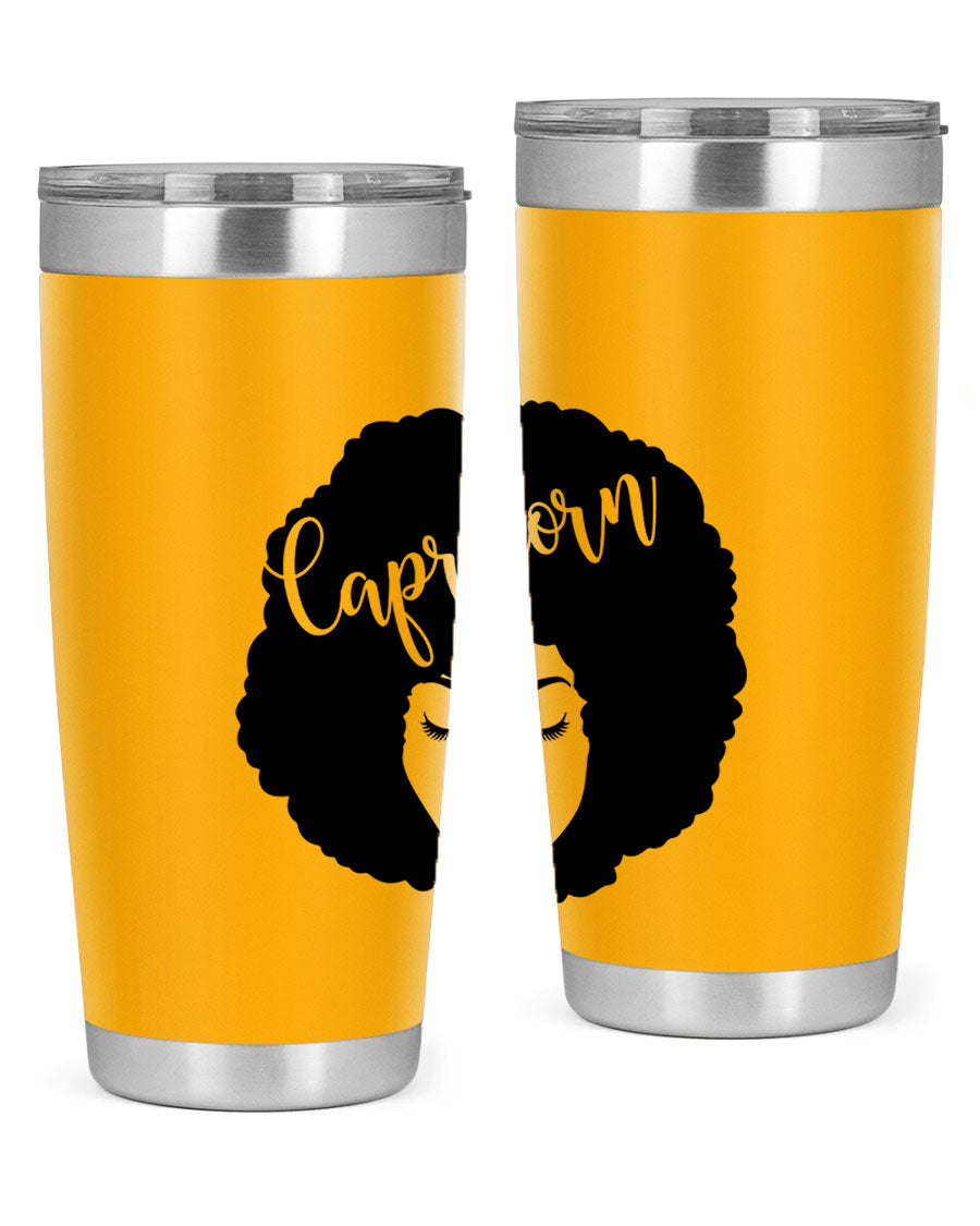 Capricorn52# 20oz Tumbler in stainless steel with a drink-thru lid, showcasing its sleek design and vibrant print.