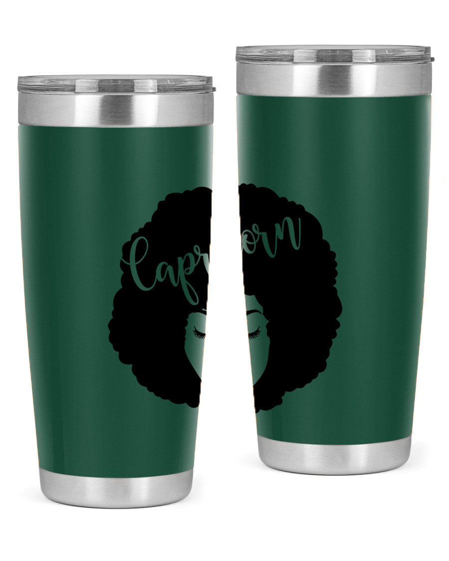 Capricorn52# 20oz Tumbler in stainless steel with a drink-thru lid, showcasing its sleek design and vibrant print.