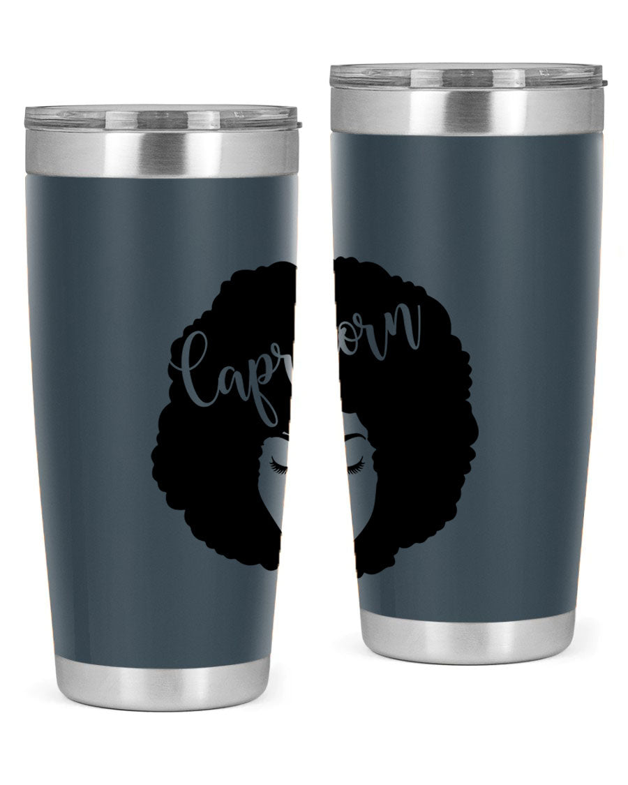 Capricorn52# 20oz Tumbler in stainless steel with a drink-thru lid, showcasing its sleek design and vibrant print.