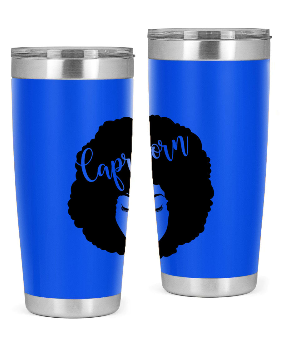 Capricorn52# 20oz Tumbler in stainless steel with a drink-thru lid, showcasing its sleek design and vibrant print.