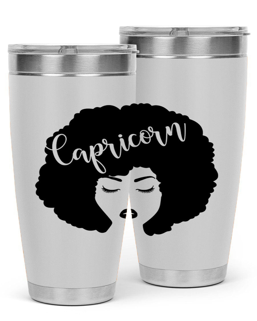 Capricorn52# 20oz Tumbler in stainless steel with a drink-thru lid, showcasing its sleek design and vibrant print.
