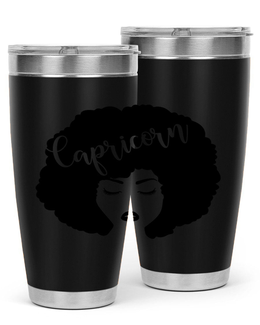 Capricorn52# 20oz Tumbler in stainless steel with a drink-thru lid, showcasing its sleek design and vibrant print.