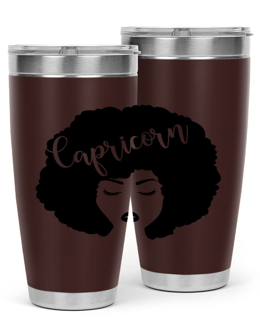 Capricorn52# 20oz Tumbler in stainless steel with a drink-thru lid, showcasing its sleek design and vibrant print.