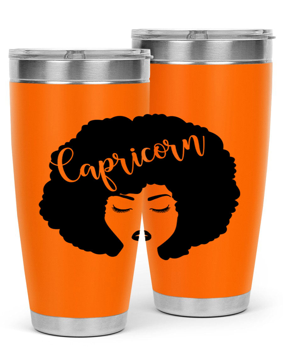 Capricorn52# 20oz Tumbler in stainless steel with a drink-thru lid, showcasing its sleek design and vibrant print.