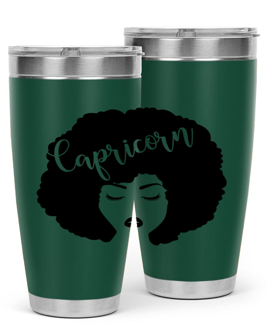 Capricorn52# 20oz Tumbler in stainless steel with a drink-thru lid, showcasing its sleek design and vibrant print.