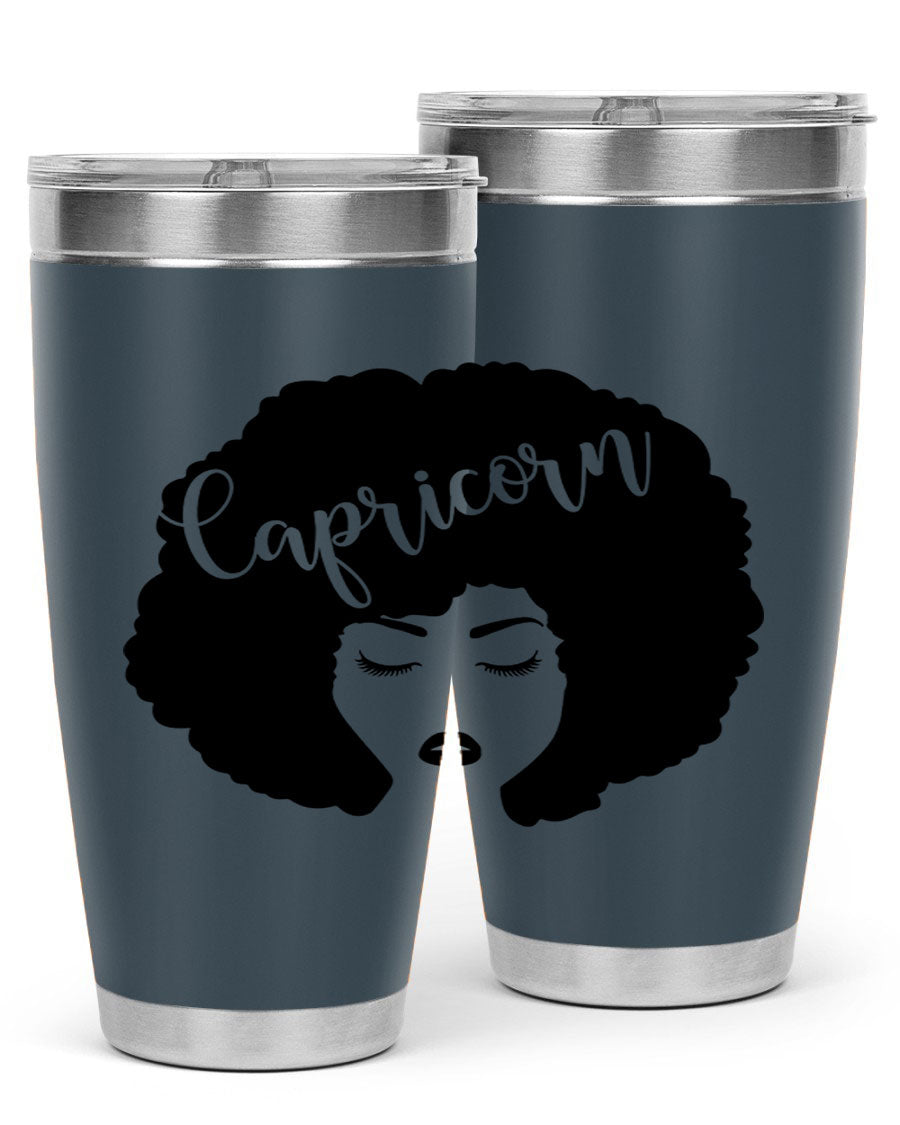 Capricorn52# 20oz Tumbler in stainless steel with a drink-thru lid, showcasing its sleek design and vibrant print.