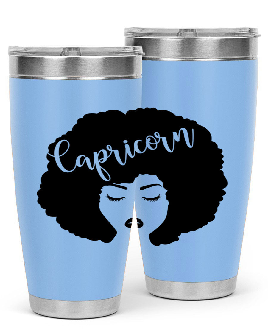 Capricorn52# 20oz Tumbler in stainless steel with a drink-thru lid, showcasing its sleek design and vibrant print.