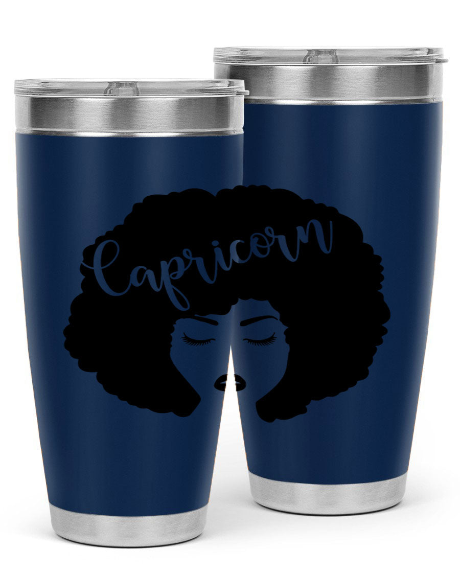 Capricorn52# 20oz Tumbler in stainless steel with a drink-thru lid, showcasing its sleek design and vibrant print.