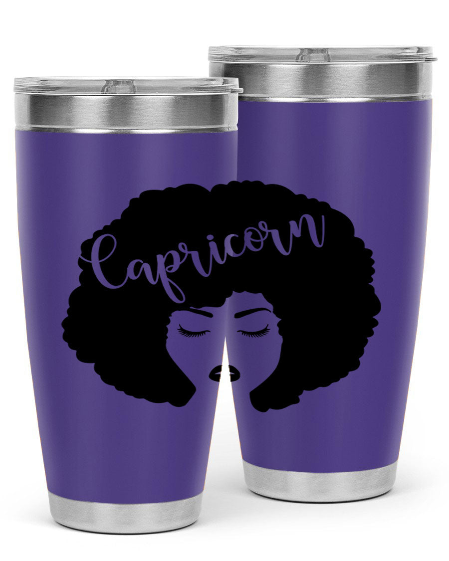 Capricorn52# 20oz Tumbler in stainless steel with a drink-thru lid, showcasing its sleek design and vibrant print.