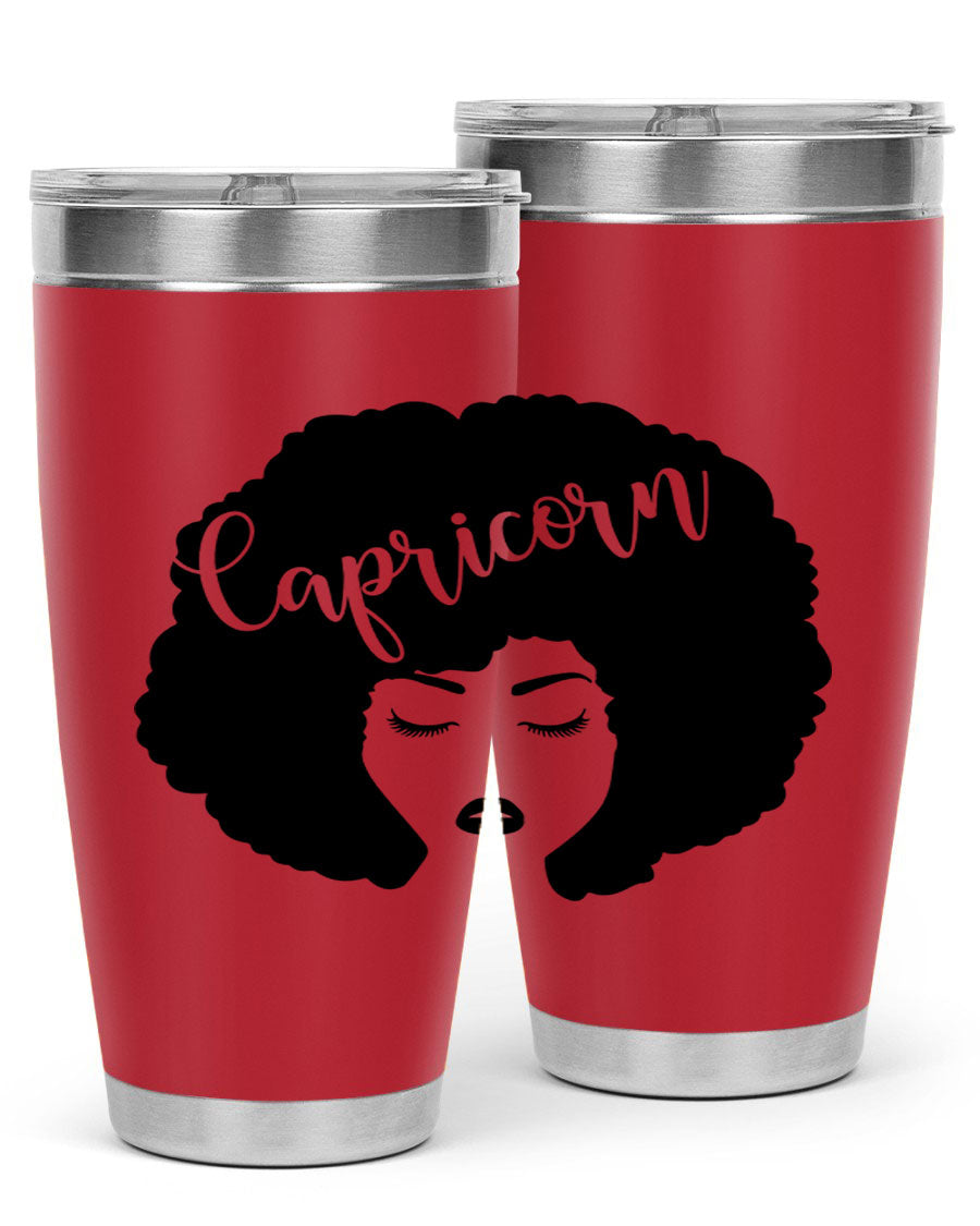 Capricorn52# 20oz Tumbler in stainless steel with a drink-thru lid, showcasing its sleek design and vibrant print.
